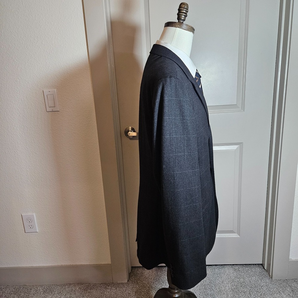 Gap Blazer Sport Coat Jacket Men 44R 98% Wool Gray Plaid - Picture 5 of 16